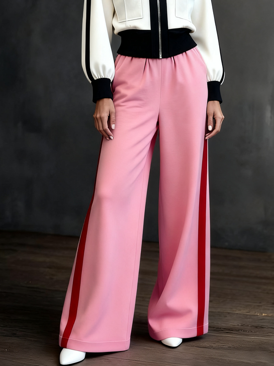 Casual Color Block Wide Leg Pants Sweatpants & Joggers