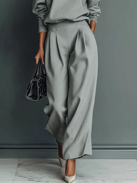 Casual Plain Straight Pants