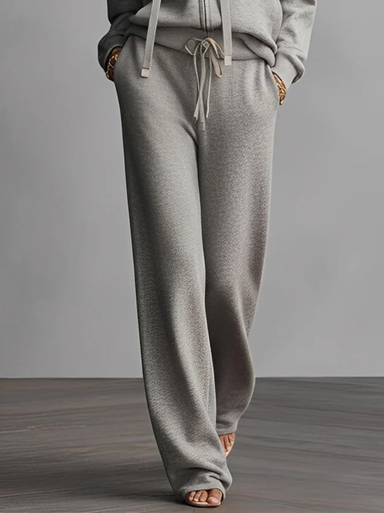 Casual Plain Straight Pants