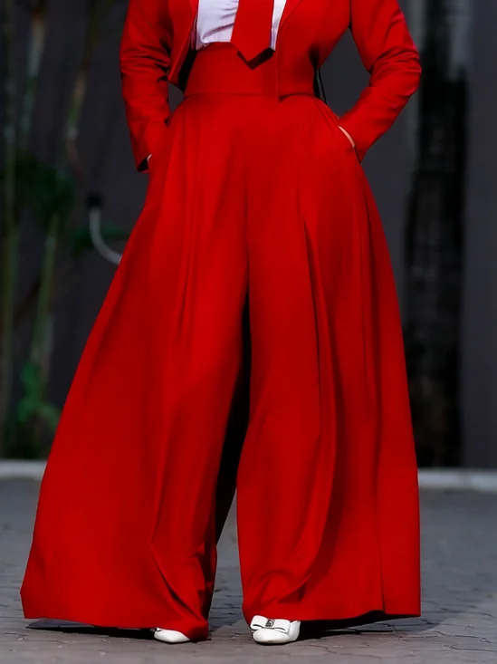 Urban Plain Wide Leg Pants With Belt