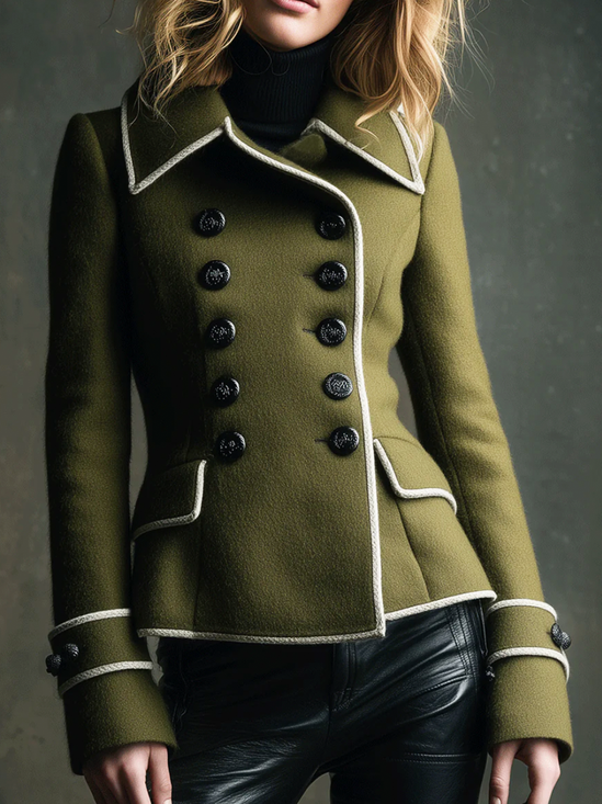 Urban Color Block Lapel Collar Jacket