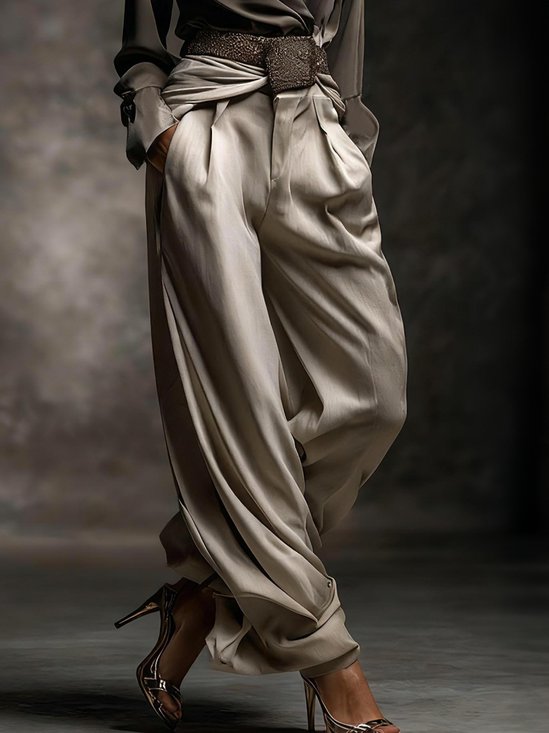 Elegant Plain Bloomers Pants No Belt