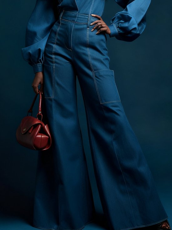 Casual Pockets Denim Jeans