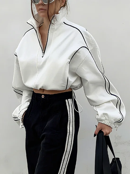 Casual Color Block Split Joint  Sweatshirt