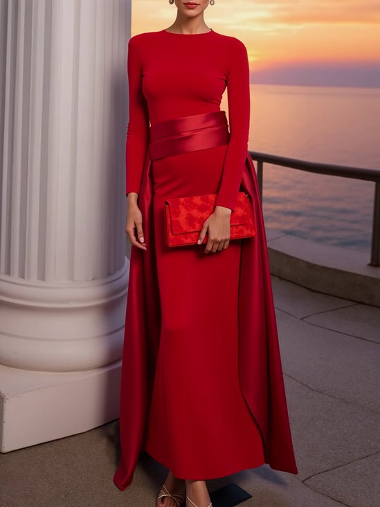 Elegant Plain  Split Joint  Maxi Dress