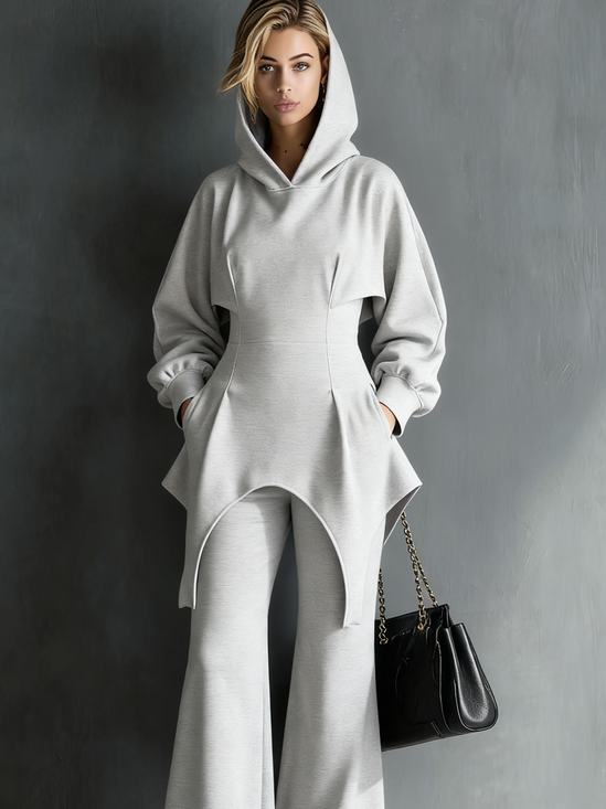 Casual Plain Irregular Craftsmanship Hoodie