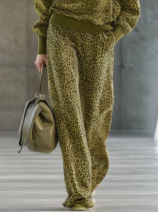 Urban Leopard Printing Straight Pants