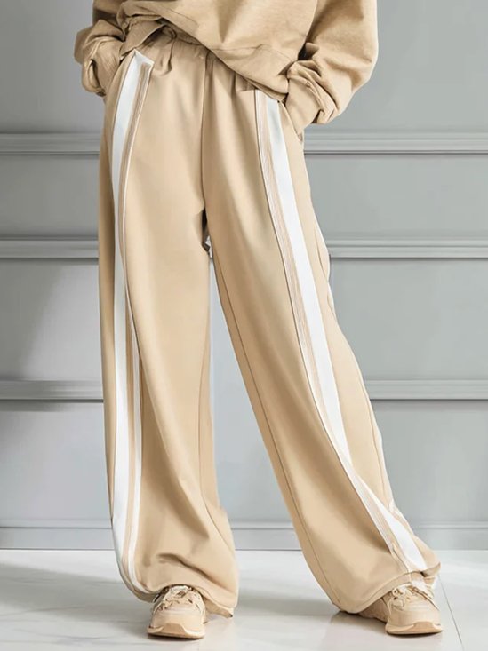 Casual Color Block Straight Pants