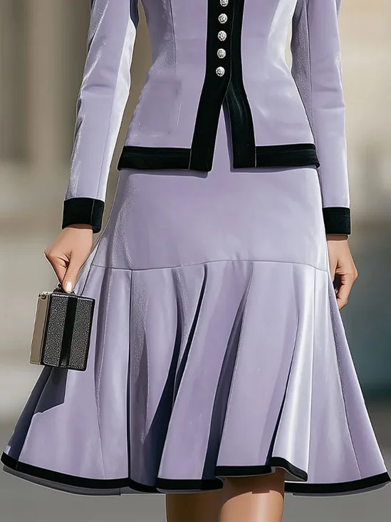 Urban Velvet Color Block Knee Length Skirt