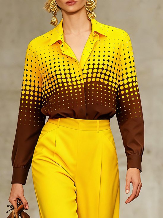 Urban Polka Dots Printing Shirt Collar Shirt