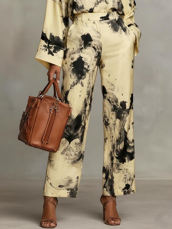 Urban Abstract Printing Straight Pants