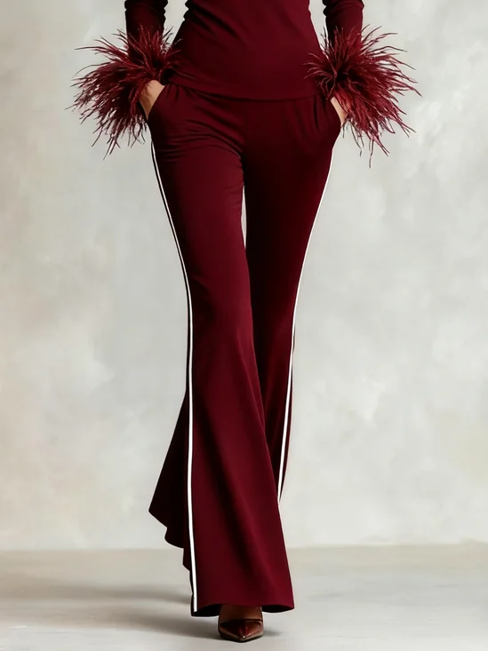 Elegant Color Block Straight Pants