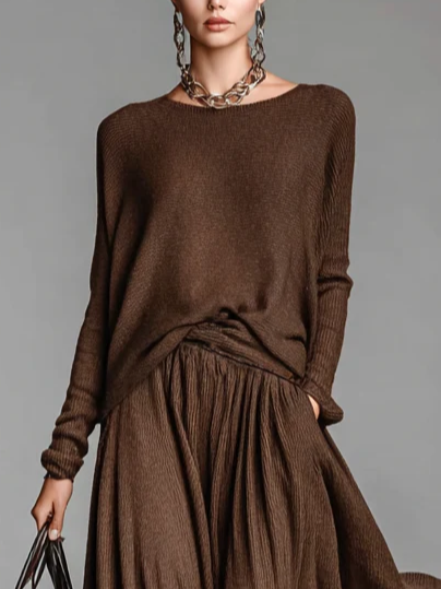 Casual Plain Crew Neck Sweater