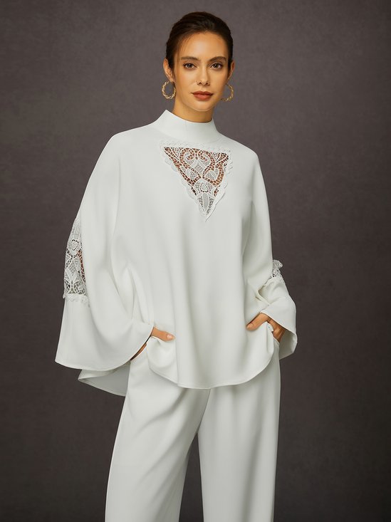 Sheer Lace Patch Top - Versatile Urban Style for Social Occasions