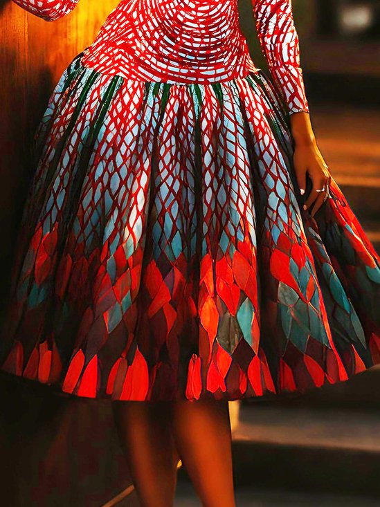 Elegant Printing Random Print Midi Skirt