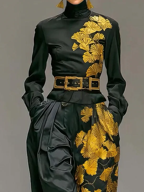 Urban Floral Stand Collar Blouse