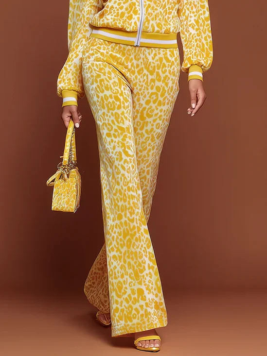 Casual Leopard Straight Pants