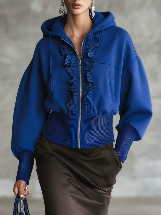 Casual Plain Hoodie Jacket