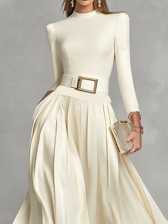 Urban Plain Stand Collar T-shirt With Belt