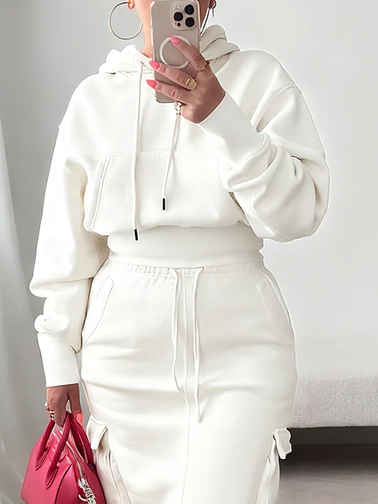 Casual Plain Raglan Sleeve Hoodie