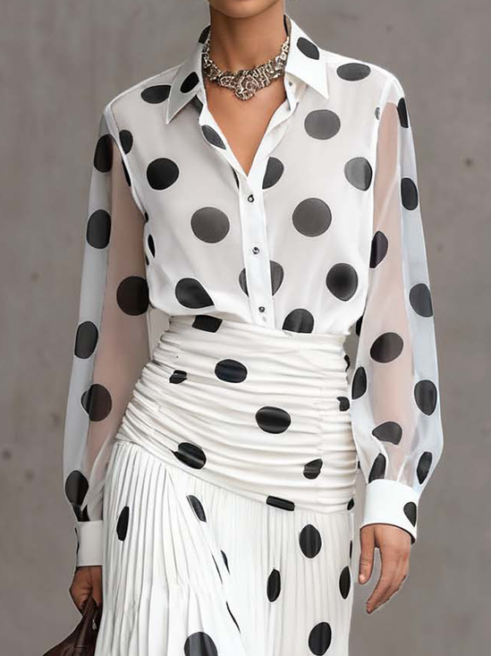 Urban Polka Dots Shirt Collar Shirt