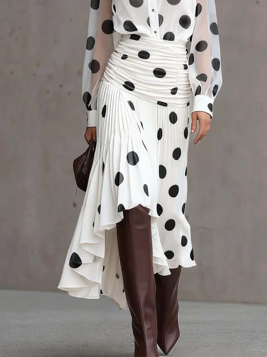Urban Polka Dots Midi Skirt