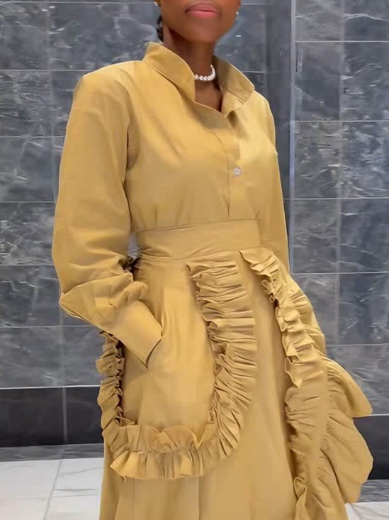 Cotton Elegant Plain Shirt Collar Shirt