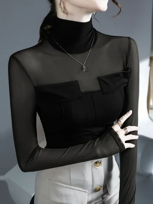 Knitted Urban Plain Split Joint T-shirt