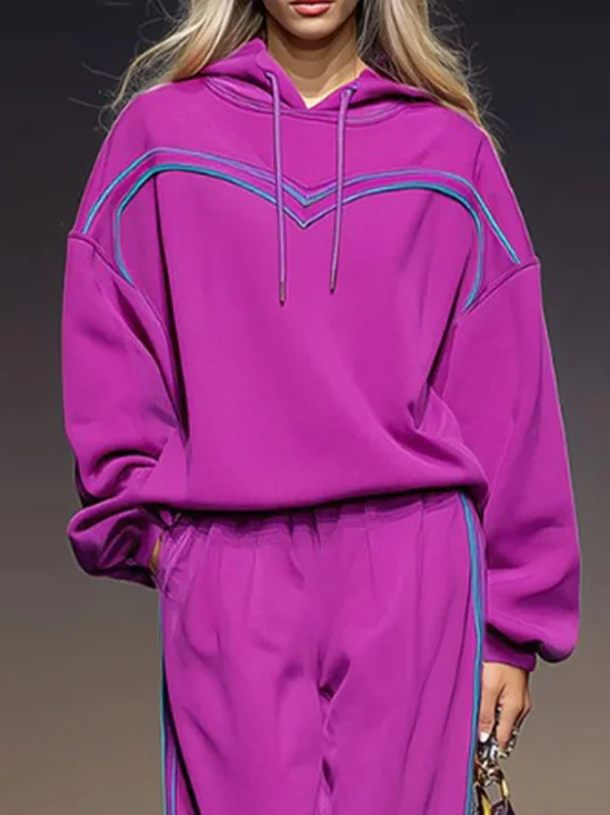 Casual Plain Raglan Sleeves Hoodie