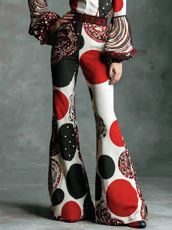 Urban Geometric Printing Flare Pants