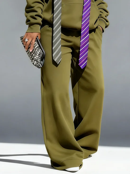 Casual Plain Straight Pants Sweatpants & Joggers