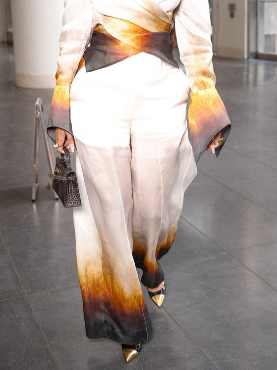 Vacation Gradient Pattern Printing Wide Leg Pants