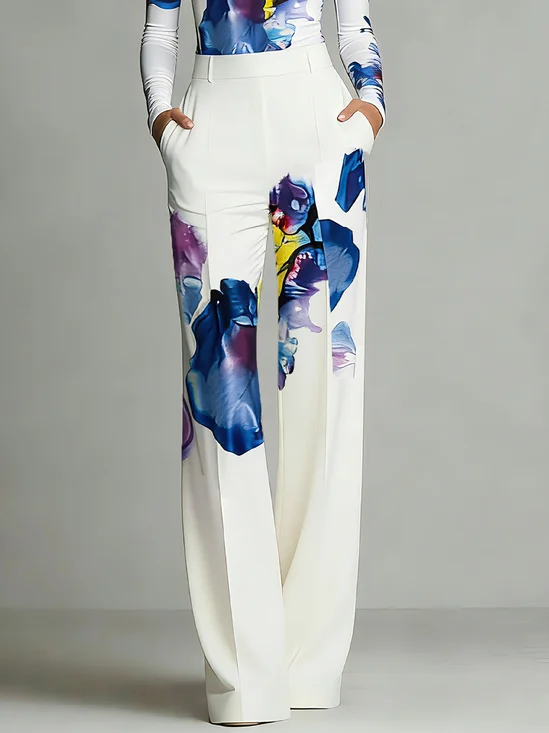 Urban Random Print Printing Wide Leg Pants