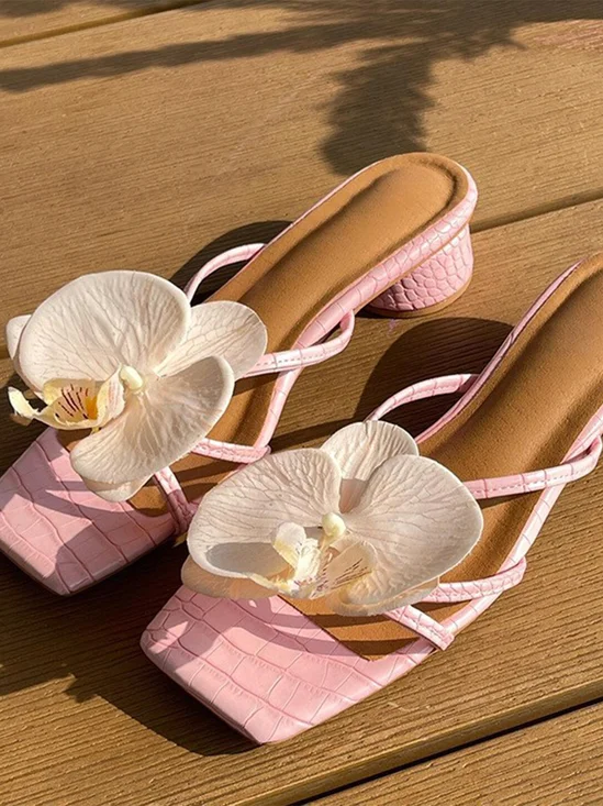 Floral Summer Vacation Slide Sandals