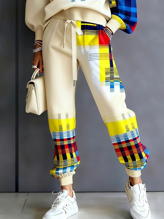 Casual Geometric Ankle Banded Pants Sweatpants & Joggers