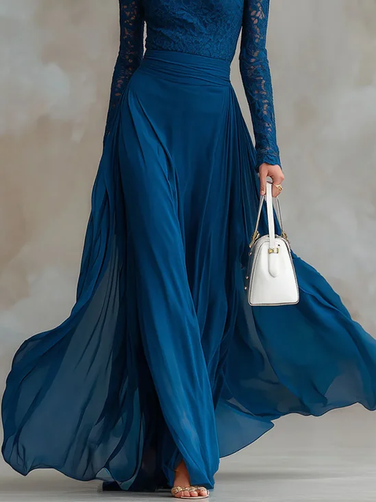 Elegant Plain Maxi Skirt