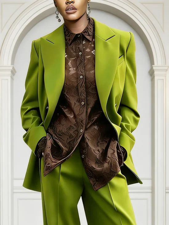 Elegant Plain Lapel Collar Blazer