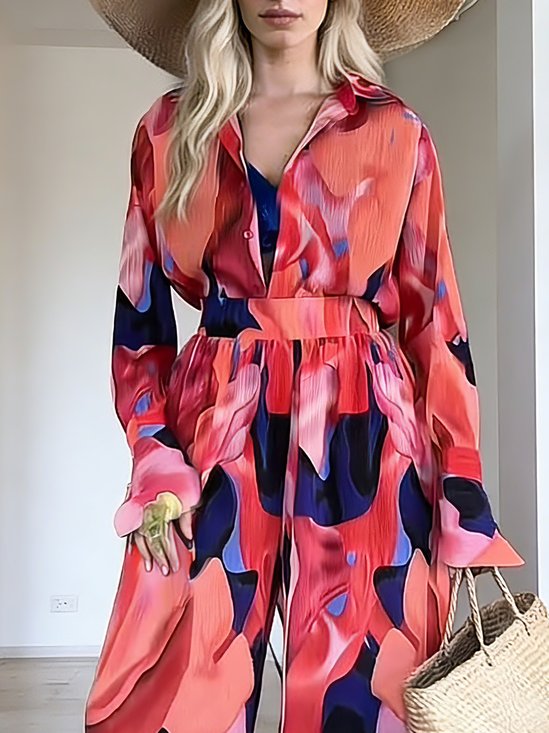 Vacation Geometric Shirt Collar Shirt