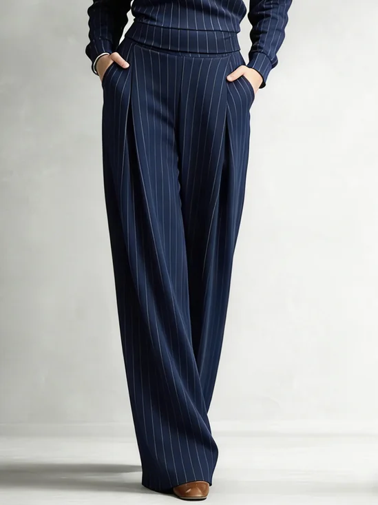 Casual Striped Straight Pants