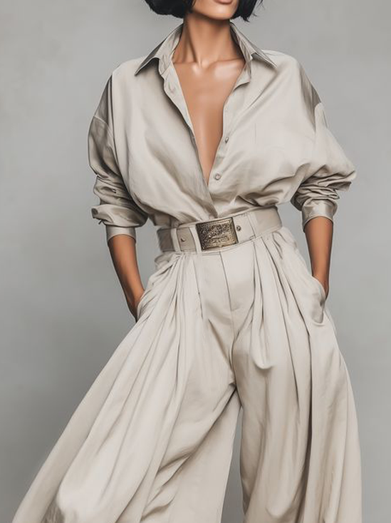 Urban Plain Shirt Collar Shirt