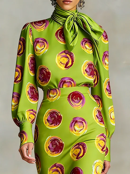 Elegant Abstract Polka Dots Printing Blouse