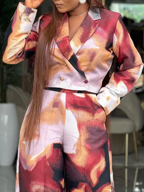 Urban Printing Abstract Lapel Collar Blazer
