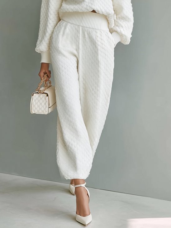 Urban Plain Pockets Ankle Banded Sweater Pants