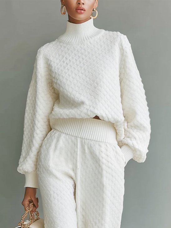Casual Plain Turtleneck Sweater