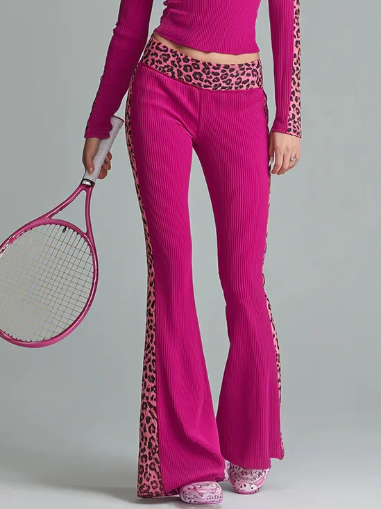 Urban Color Block Printing Flare Pants