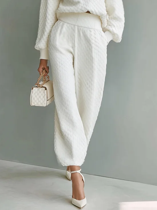 Urban Plain Pockets Ankle Banded Sweater Pants