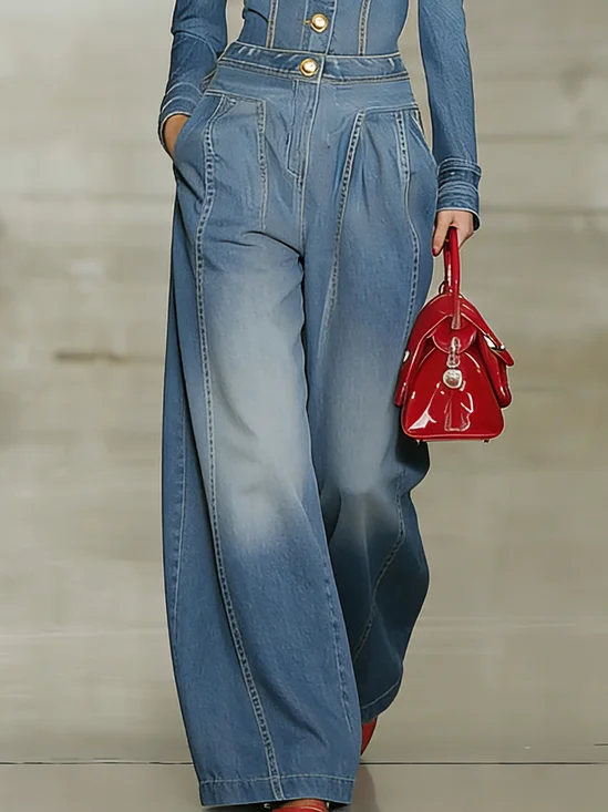 Urban Denim Plain Wide Leg Jeans