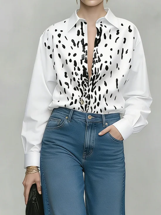 Urban Geometric Shirt Collar Shirt