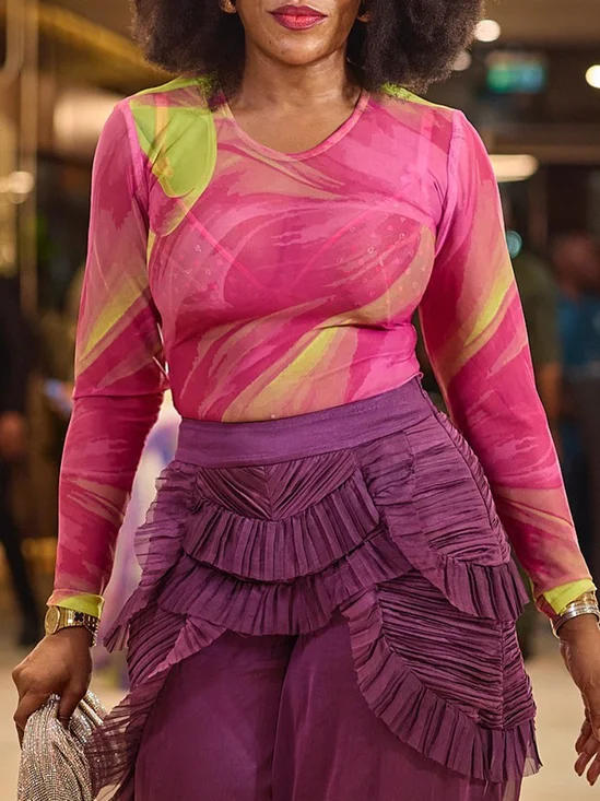 Urban Abstract Printing Crew Neck T-shirt