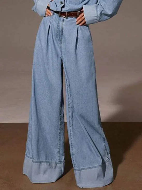 Loose Denim Plain Urban Jeans